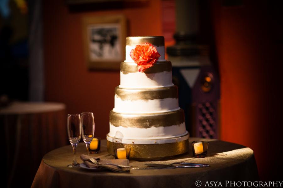 Gold-Painted Wedding Cake by Whipped Bakeshop