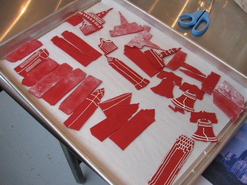 Fondant pieces in progress.