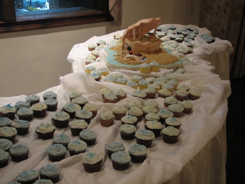 Seashell Wedding Cake and Cupcakes by Whipped Bakeshop