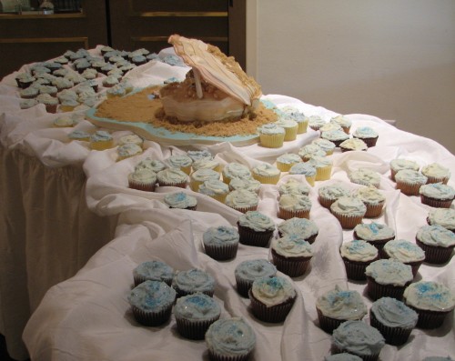 Seashell Wedding Cake and Cupcakes by Whipped Bakeshop