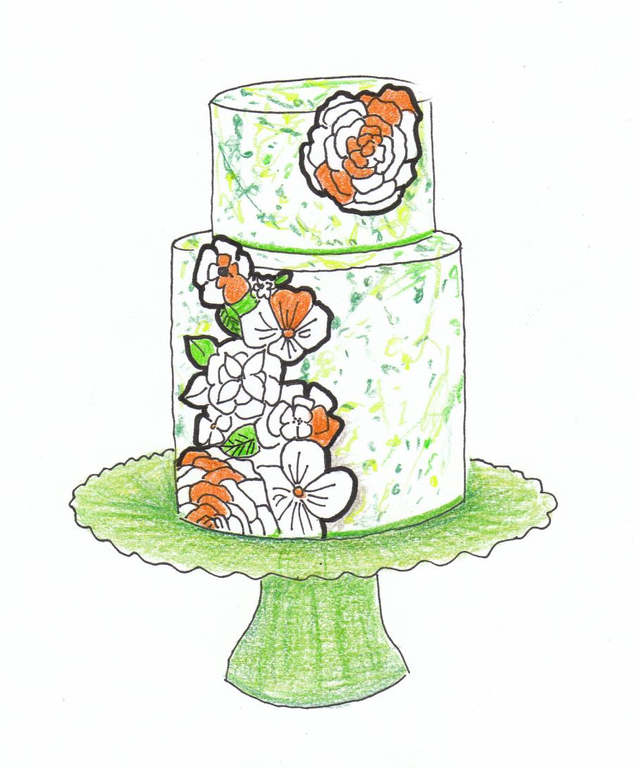 Cake Sketch by Zoe Lukas of Philadelphia's Whipped Bakeshop